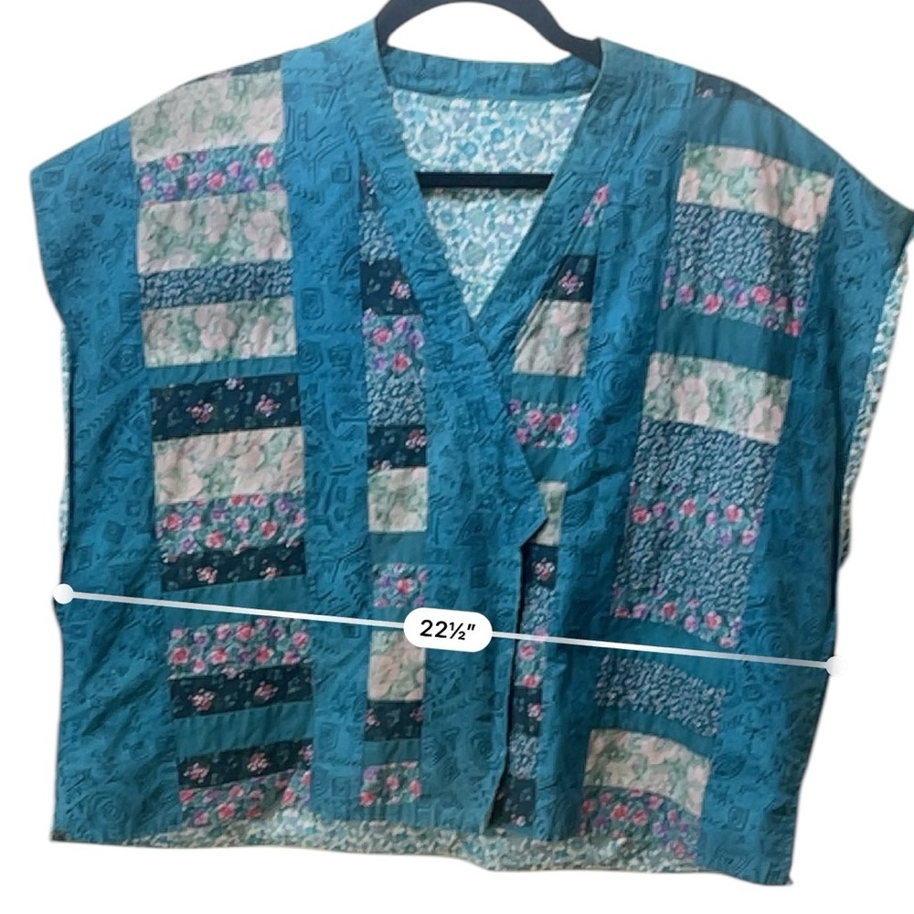 Quilted Patchwork Vest Lightweight Snap Closure O… - image 6